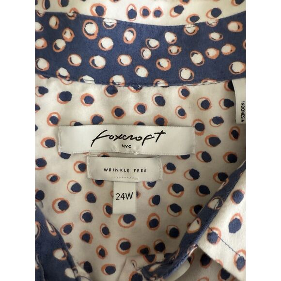 Foxcroft Women’s No Iron Button Up Shirt 24W  Wrinkle Free Polka Dot Blouse - Picture 11 of 12